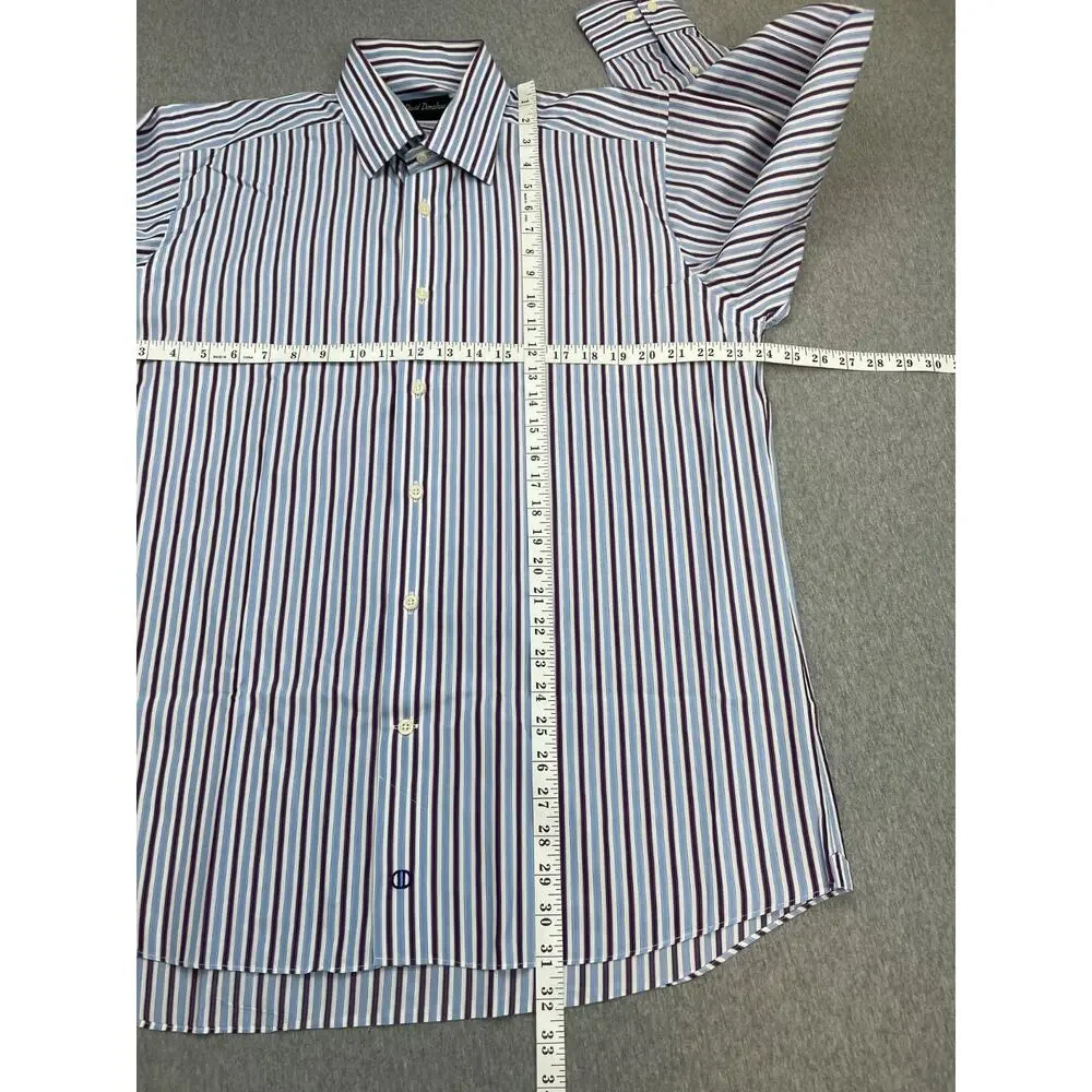 David Donahue Shirt Mens 16.5‎ - 34/35 Striped 100% Cotton Button Up